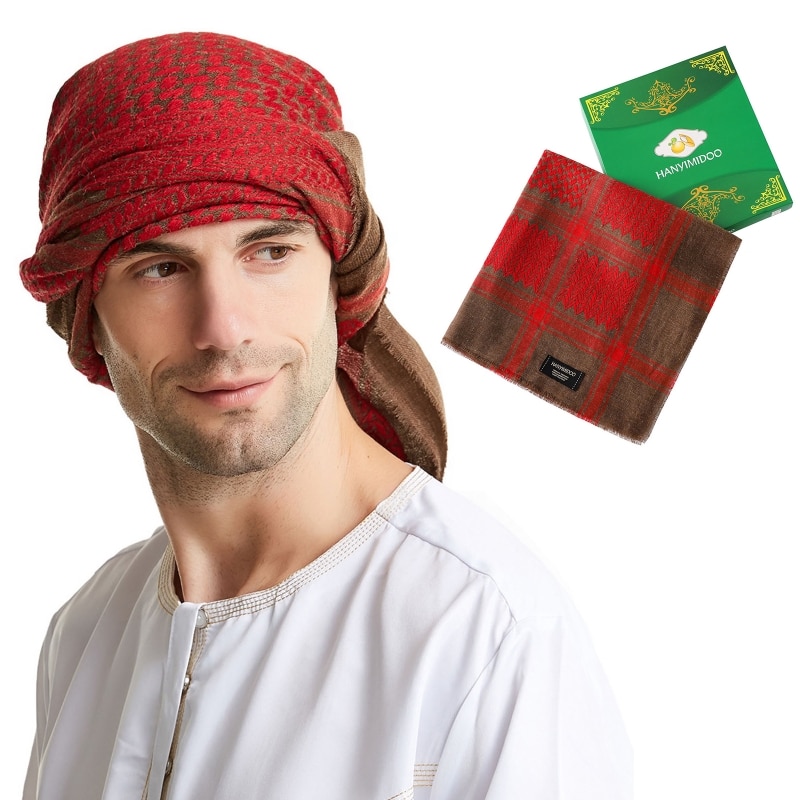 J78E Sunproof Muslim Men&s Headscarf Dustproof to Saudi Arabia Head Scarf Dubai UAE Travel Headscarf Breathable Headband
